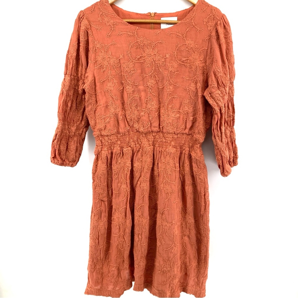 SALT Millburn Embroidered Orange Dress